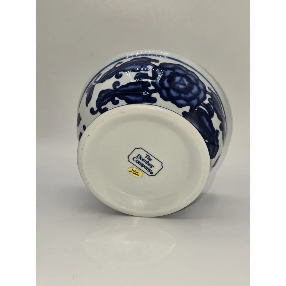 Bombay Company Vintage White & Blue Covered Sugar‎ Bowl